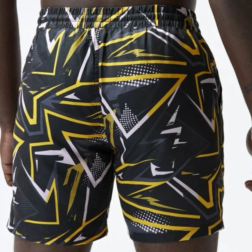 Abstract Print Drawstring Waist Swim Trunks - Picture 2 of 3